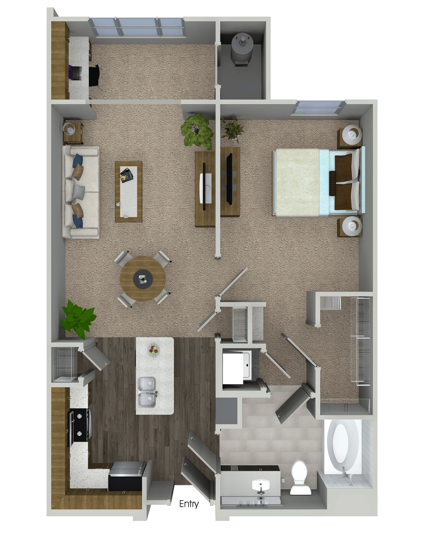 Floorplan for Apartment #1410, 1 bedroom unit at Halstead Marlborough