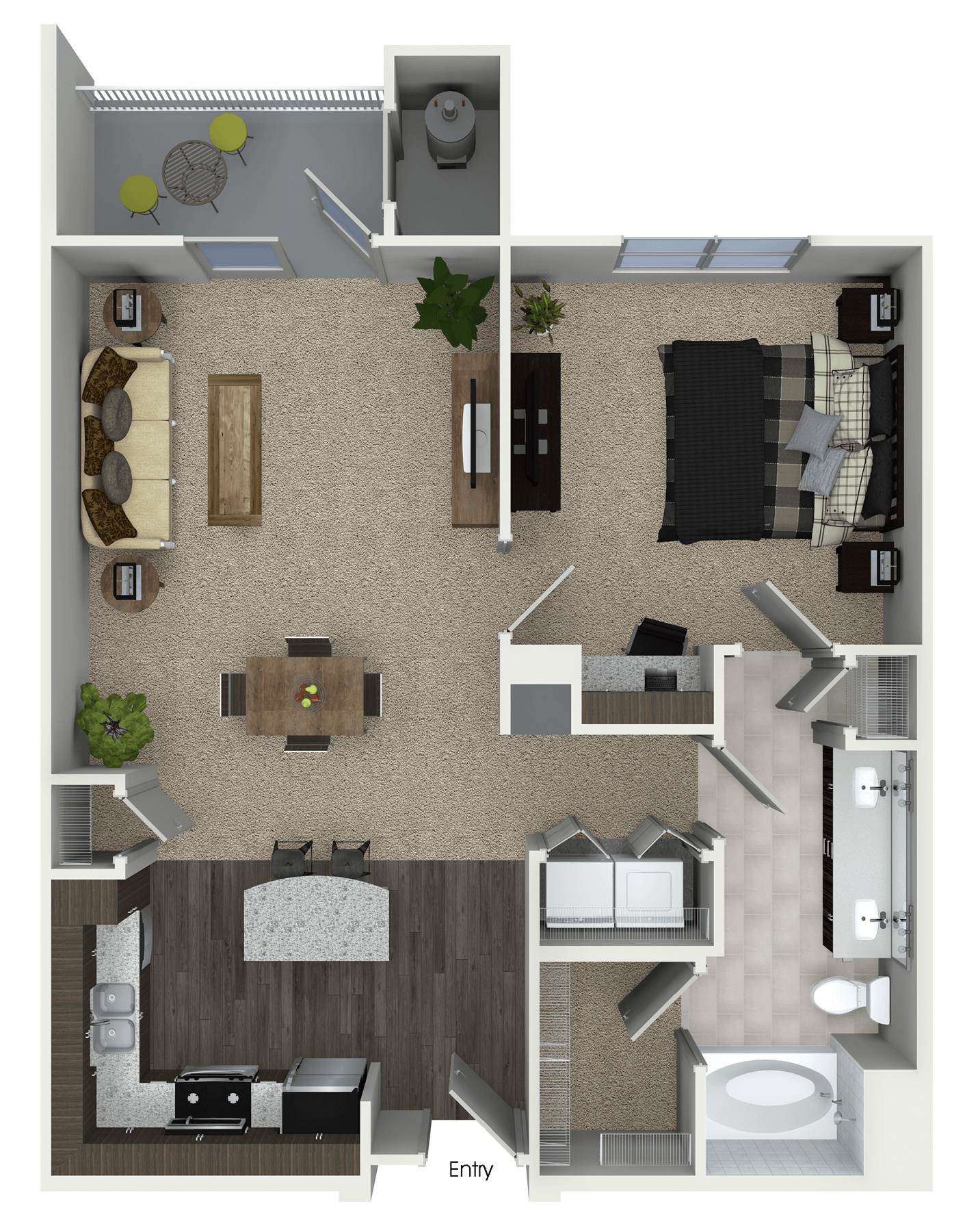Floorplan for Apartment #3406, 1 bedroom unit at Halstead Marlborough