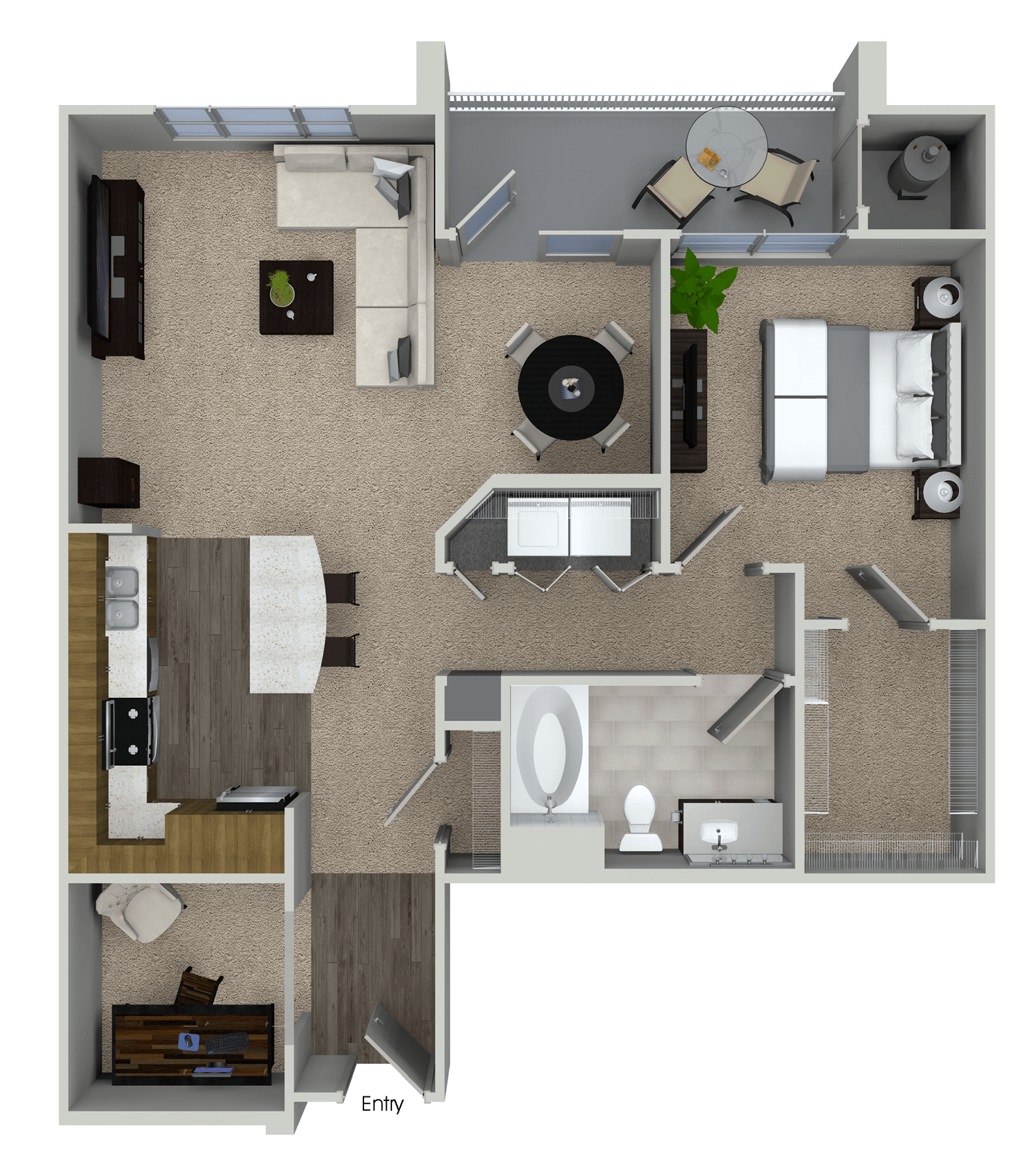 Floorplan for Apartment #2207, 1 bedroom unit at Halstead Marlborough