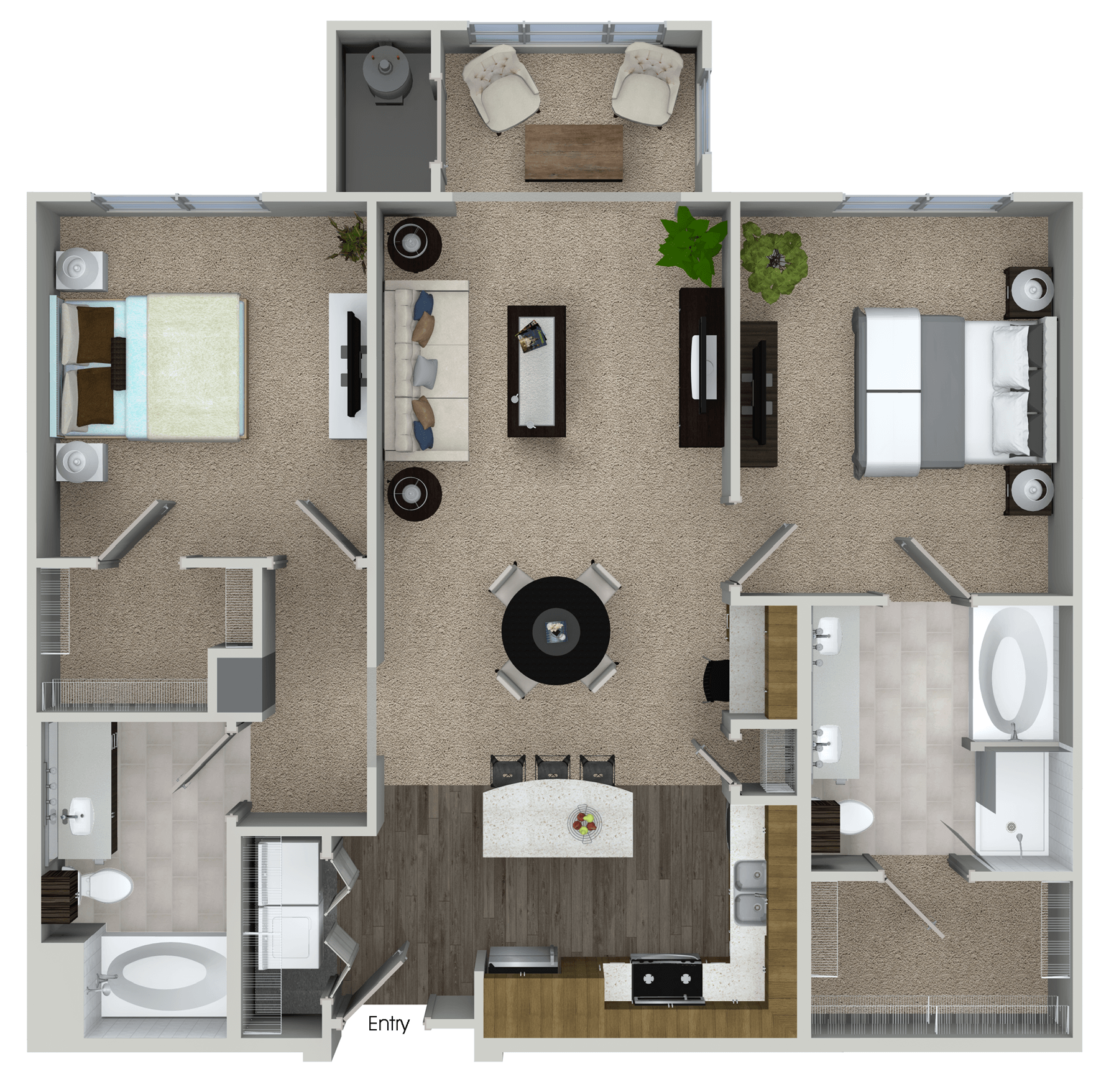 Floorplan for Apartment #1408, 2 bedroom unit at Halstead Marlborough