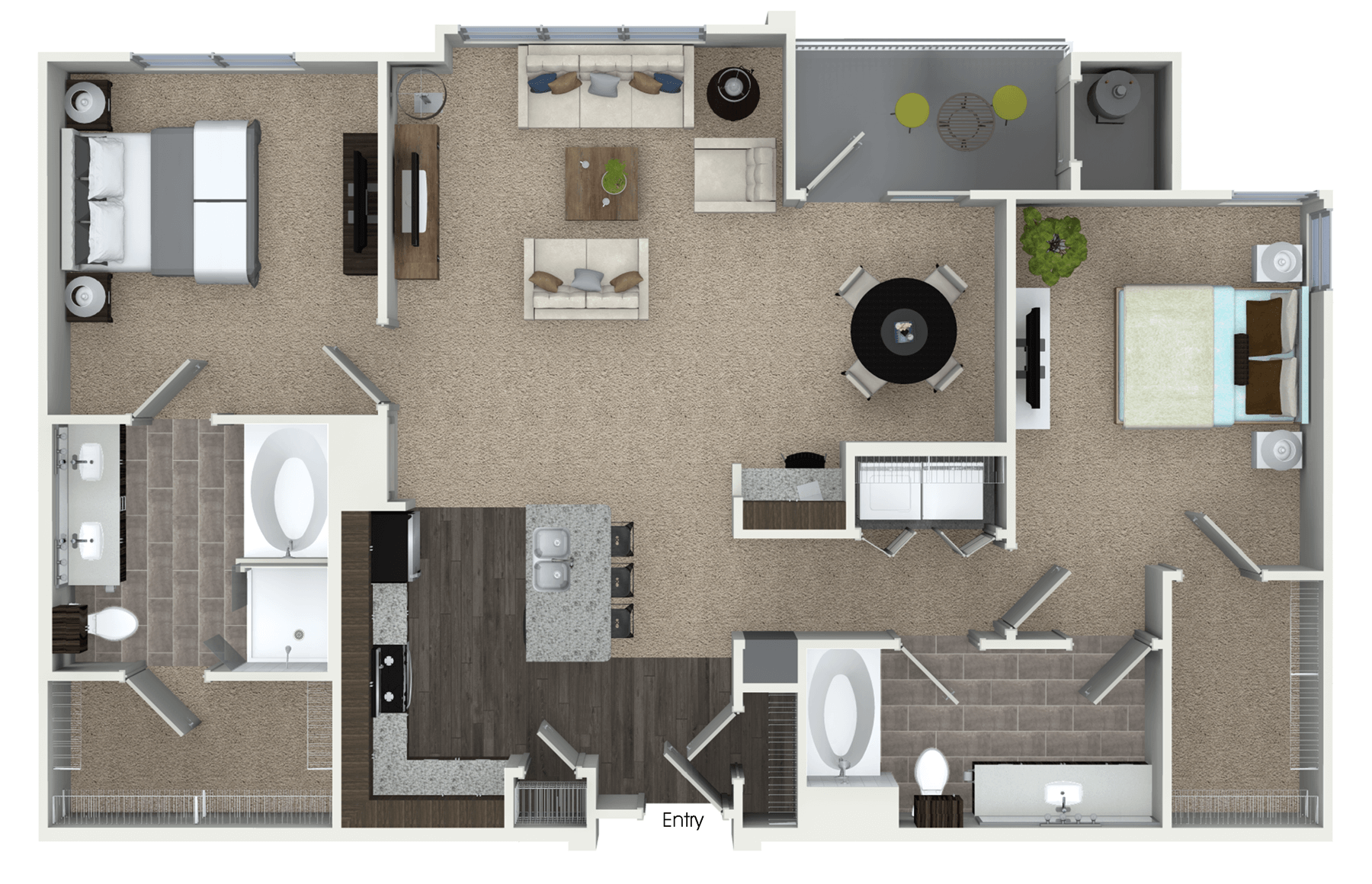 Floorplan for Apartment #2201, 2 bedroom unit at Halstead Marlborough