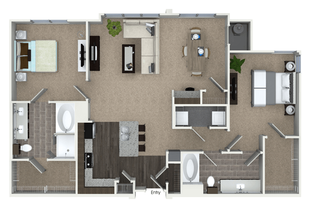 Floorplan for Apartment #2114, 2 bedroom unit at Halstead Marlborough