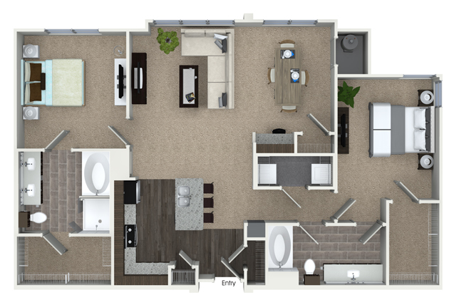 Floorplan for Apartment #2214, 2 bedroom unit at Halstead Marlborough