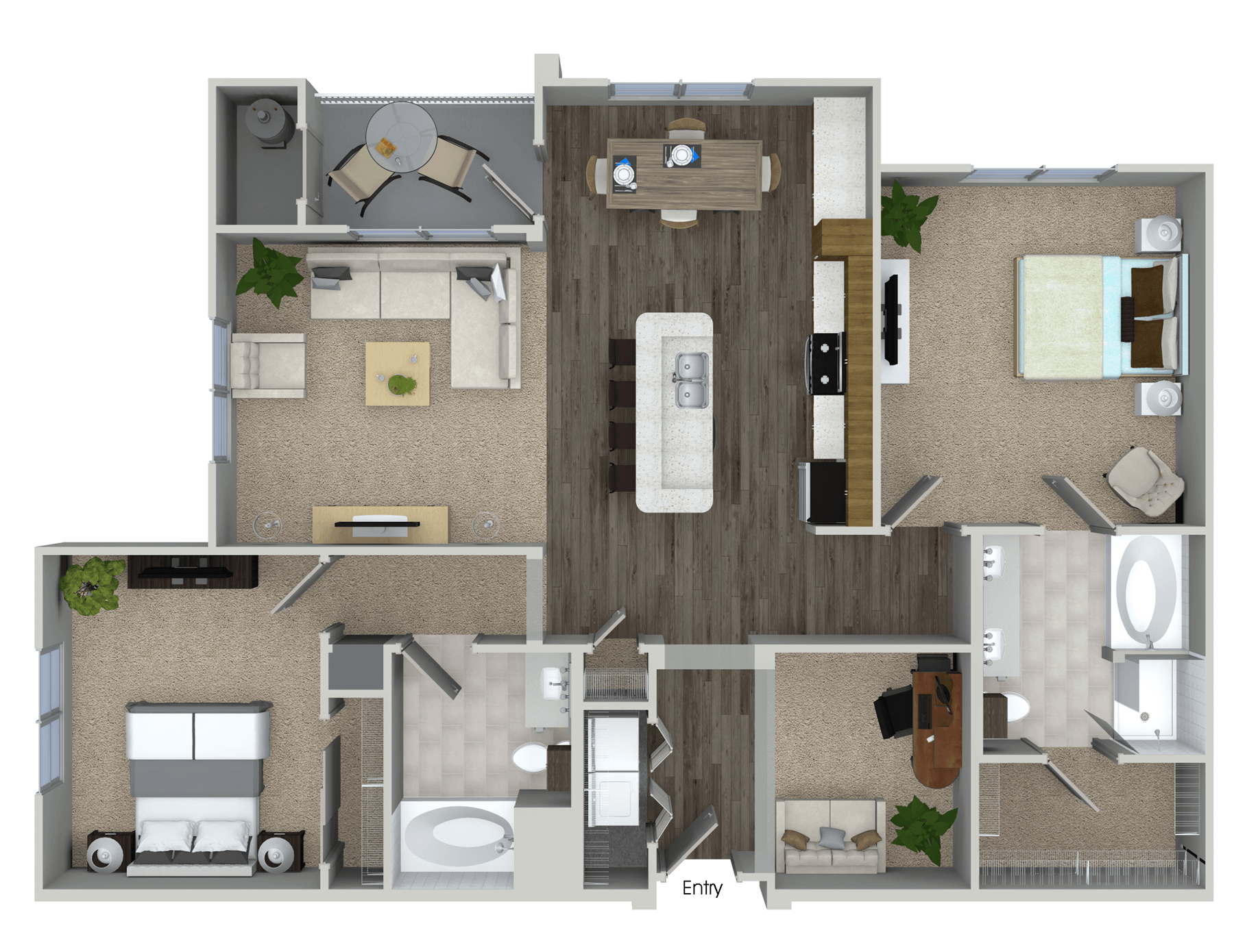 Floorplan for Apartment #4101, 2 bedroom unit at Halstead Marlborough